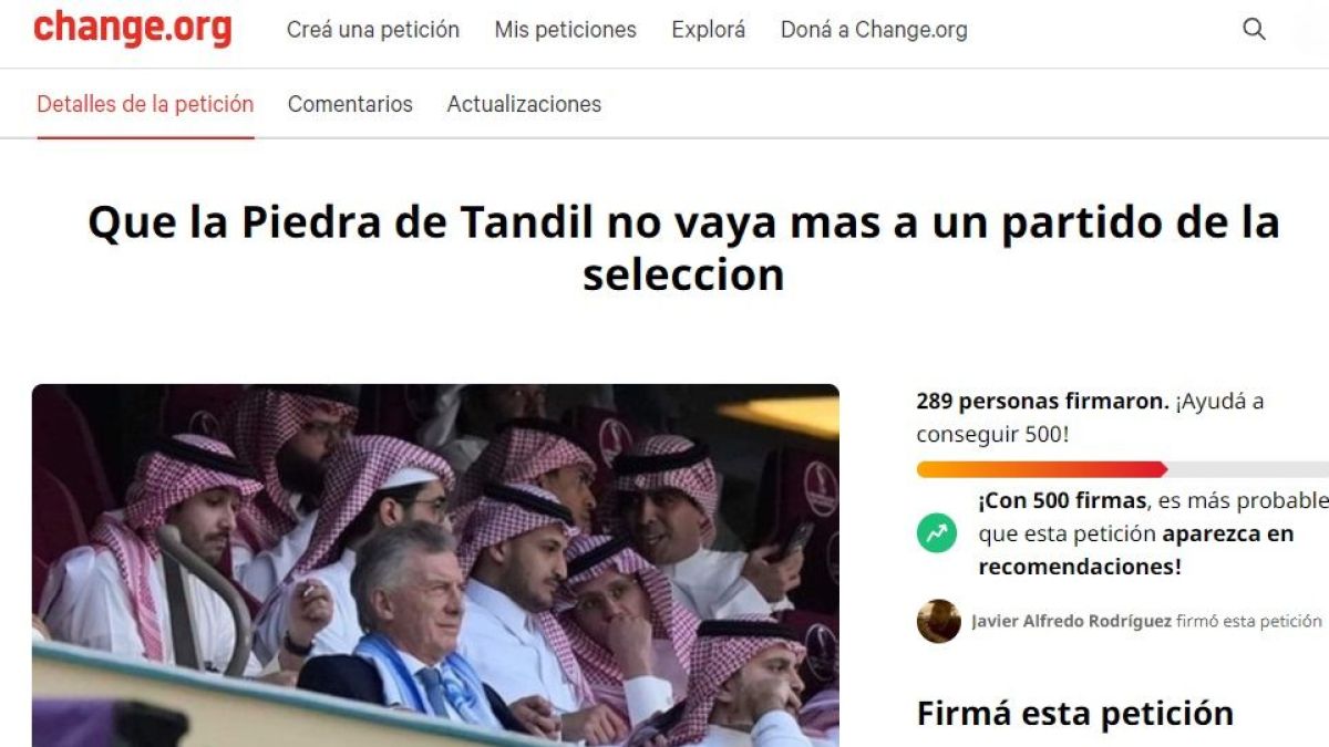 Crearon una petición en Change para que Macri no vaya a más partidos de Argentina