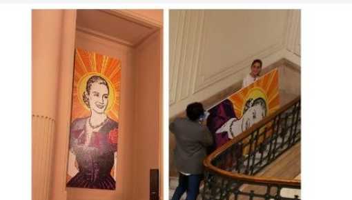 Tras las protestas, restituyeron el retrato de Evita en el Senado Nacional